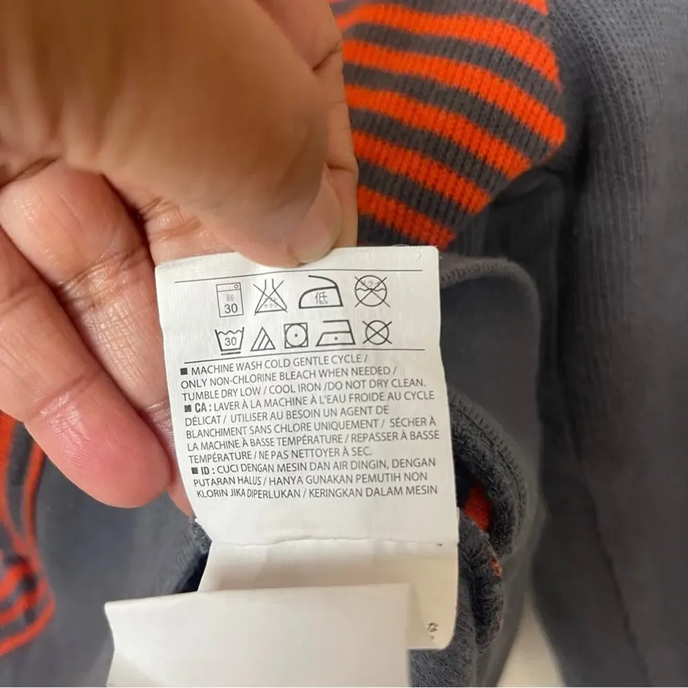 Old Navy Striped V Neck Ribbed Knit Top Orange Gray Size 4T Boys Kids